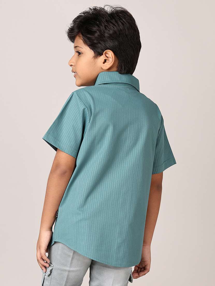 boys striped collared short sleeves shirt - 21550630 -  Standard Image - 3