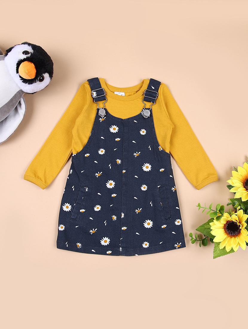 girls floral casual wear dungaree set - 21550716 - Zoom Image - 0