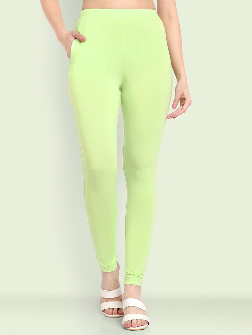women solid ankle length leggings
