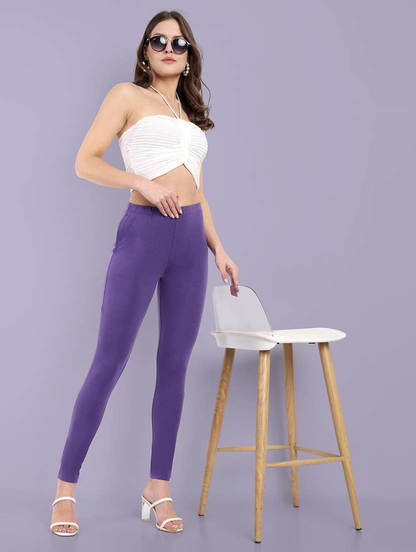 women solid ankle length leggings - 21550961 -  Standard Image - 3