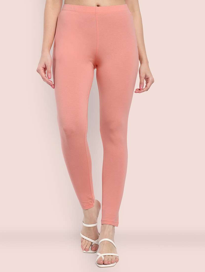 women solid ankle length leggings