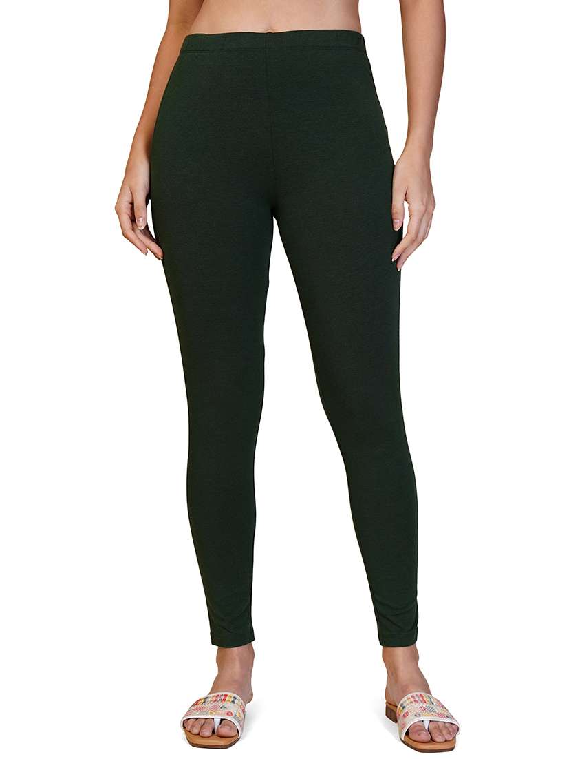 women solid ankle length leggings