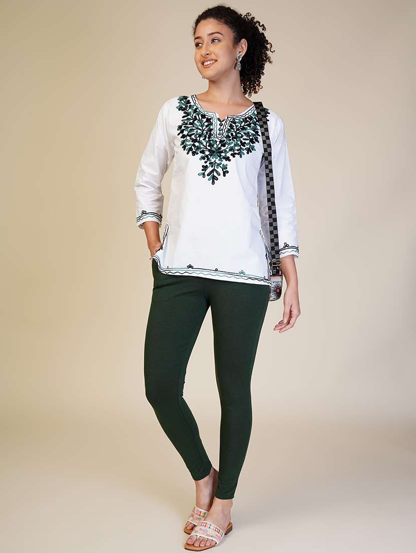 women solid ankle length leggings - 21550976 -  Standard Image - 3