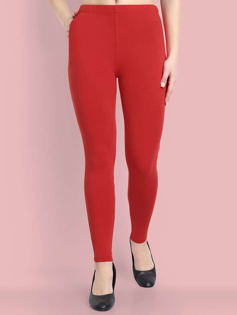 women solid ankle length leggings