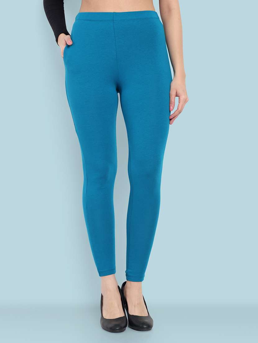 women solid ankle length leggings