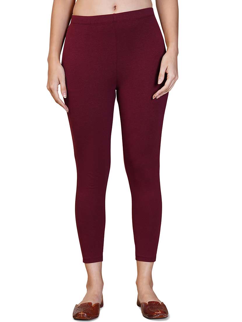 women solid ankle length leggings