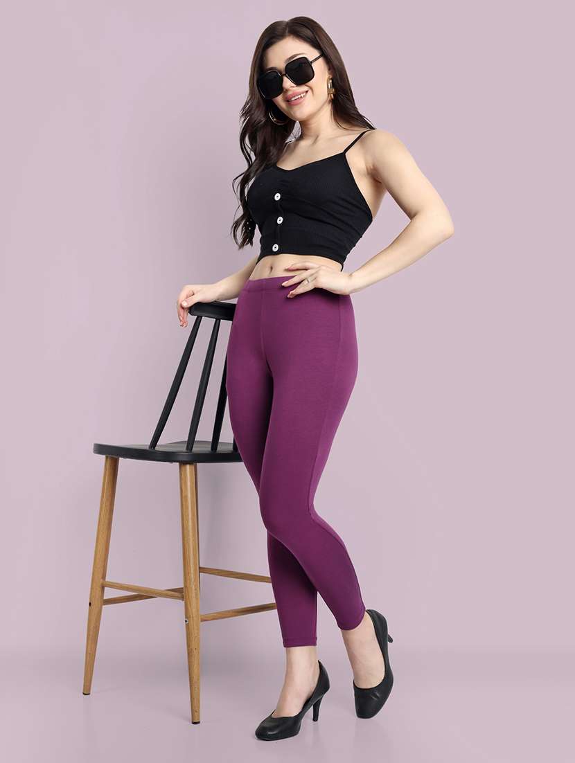 women solid ankle length leggings - 21550996 - Standard Image - 3