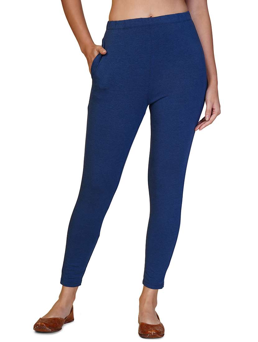 women solid ankle length leggings