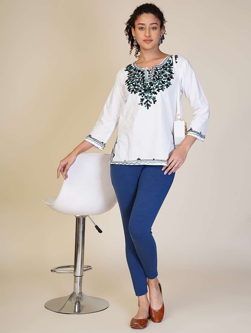 women solid ankle length leggings - 21550998 -  Standard Image - 3