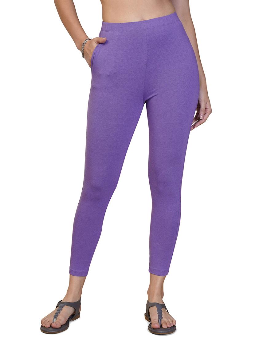 women solid ankle length leggings