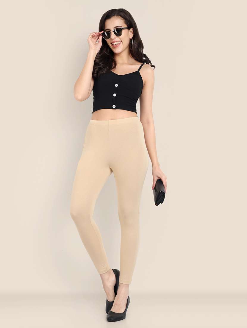 women solid ankle length leggings - 21551008 - Standard Image - 3