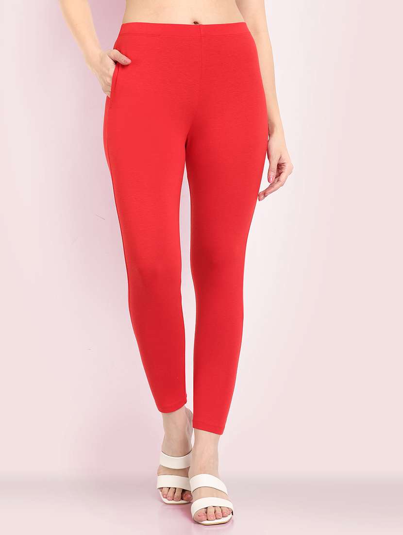 women solid ankle length leggings