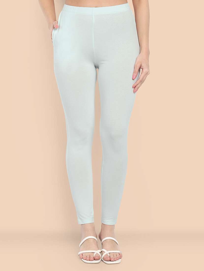 women solid ankle length leggings