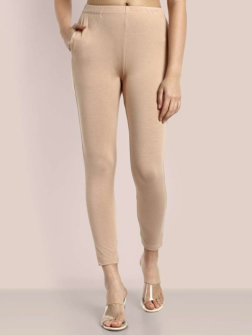 women solid ankle length leggings