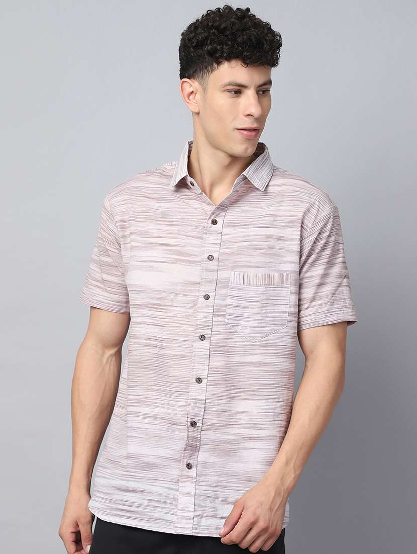 men self design short sleeve casual shirt