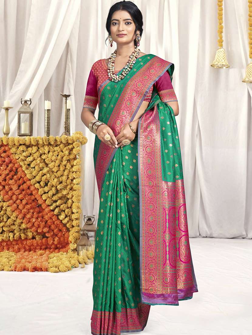 women zari work banarasi saree with blouse