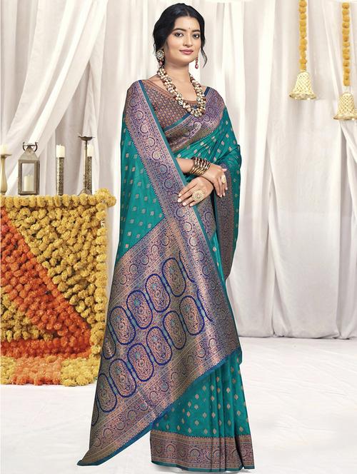 women zari work banarasi saree with blouse - 21551137 -  Standard Image - 0