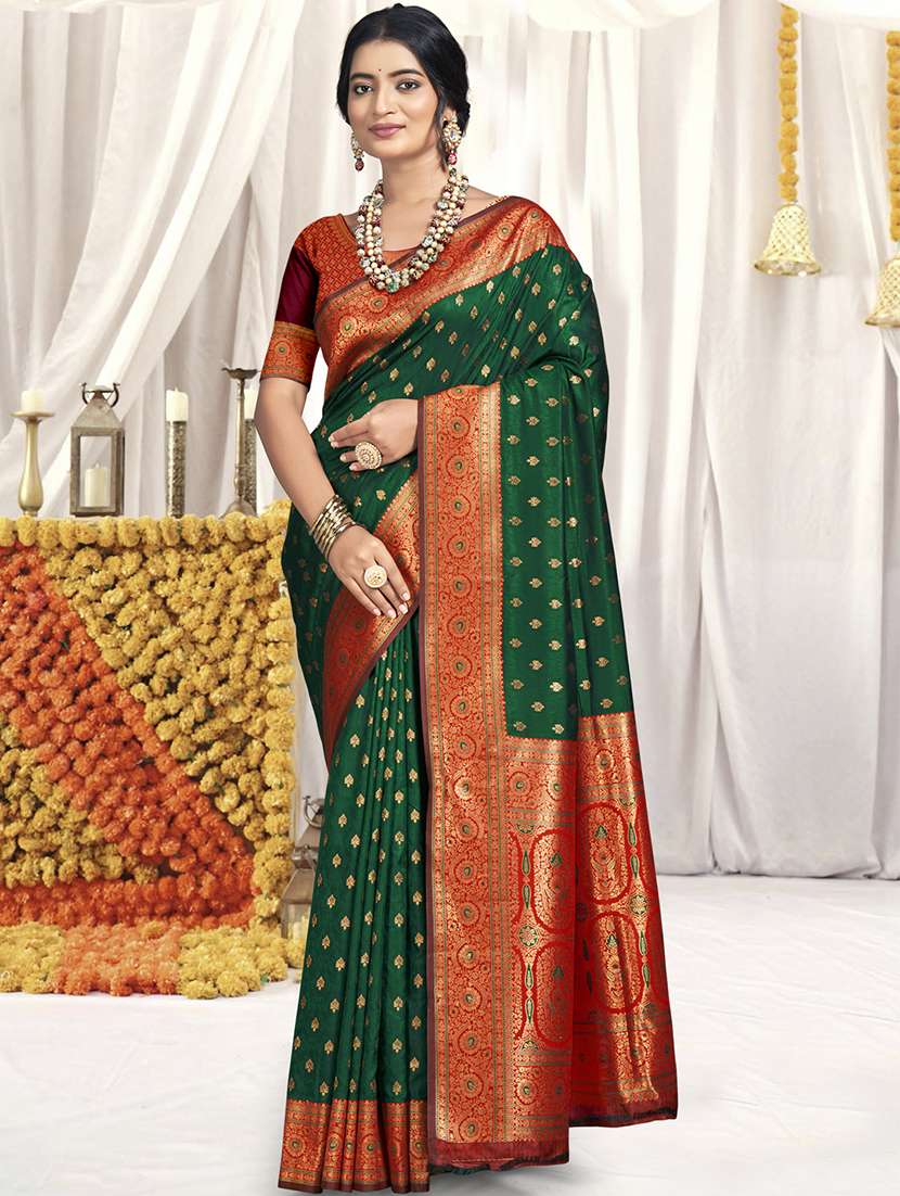 women zari work banarasi saree with blouse