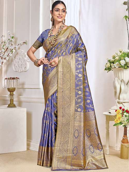 women zari work banarasi saree with blouse - 21551214 -  Standard Image - 0