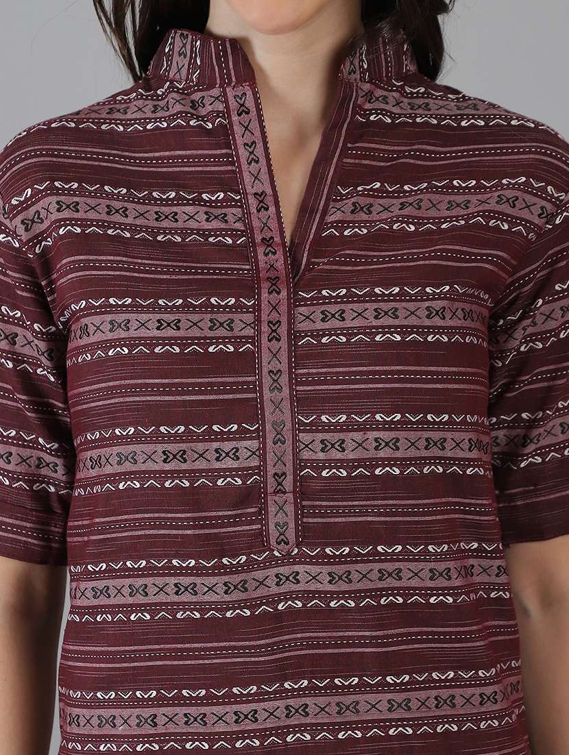women printed mandarin collared kurta - 21551435 - Standard Image - 5