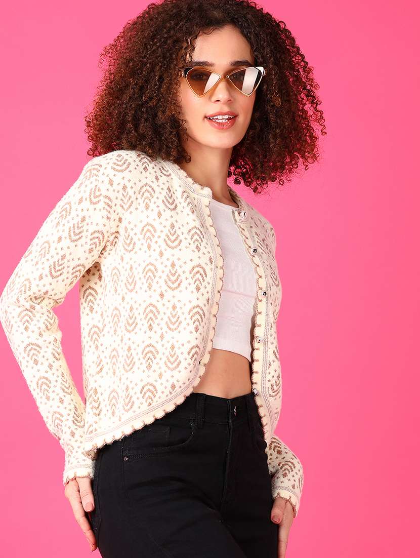 women self designed long sleeve cardigan - 21551469 -  Standard Image - 3