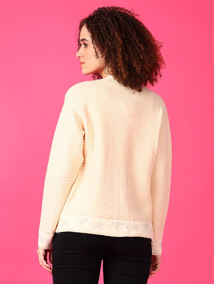 women self designed long sleeve cardigan - 21551470 -  Standard Image - 3