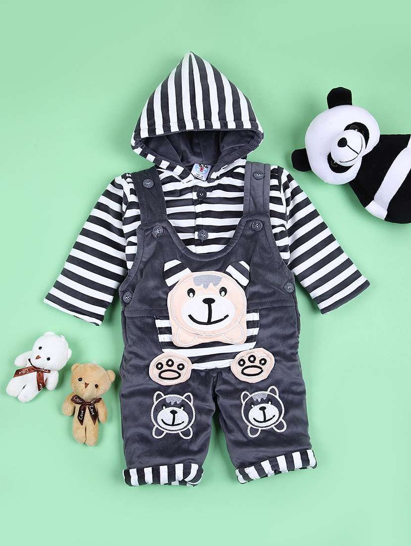 boys striped winter wear dungaree set