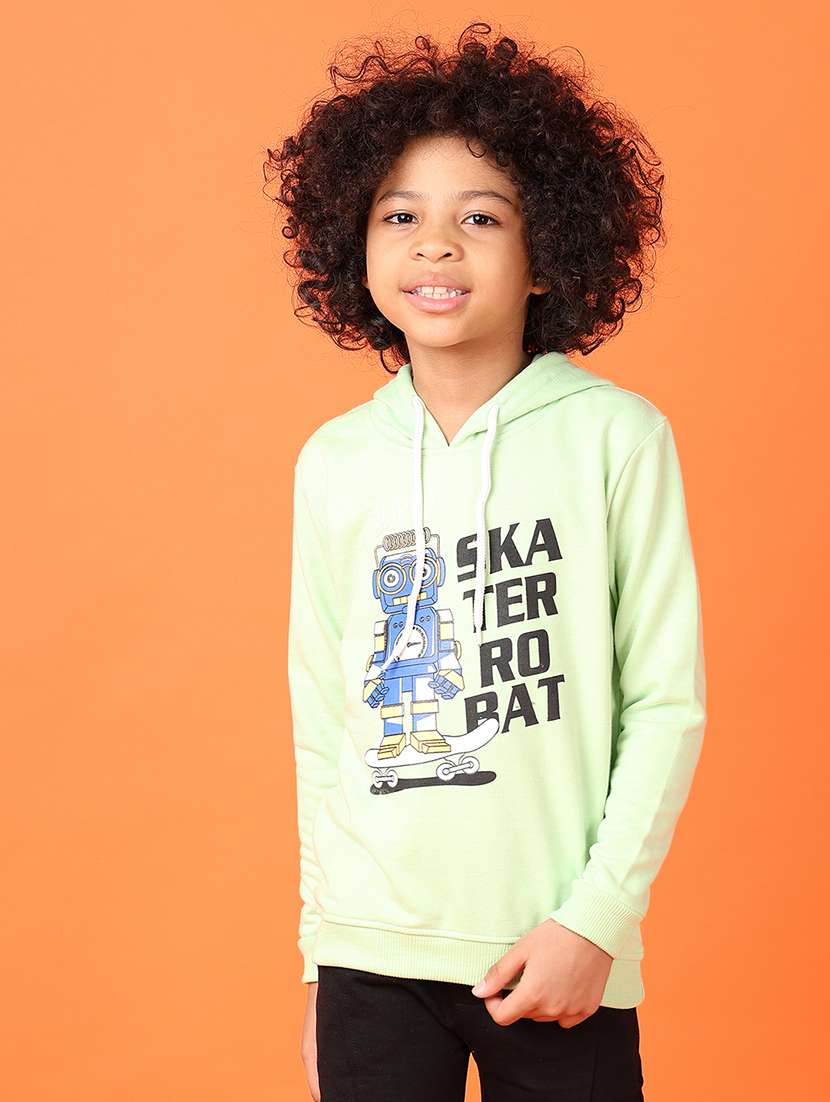 boys front print hooded sweatshirt