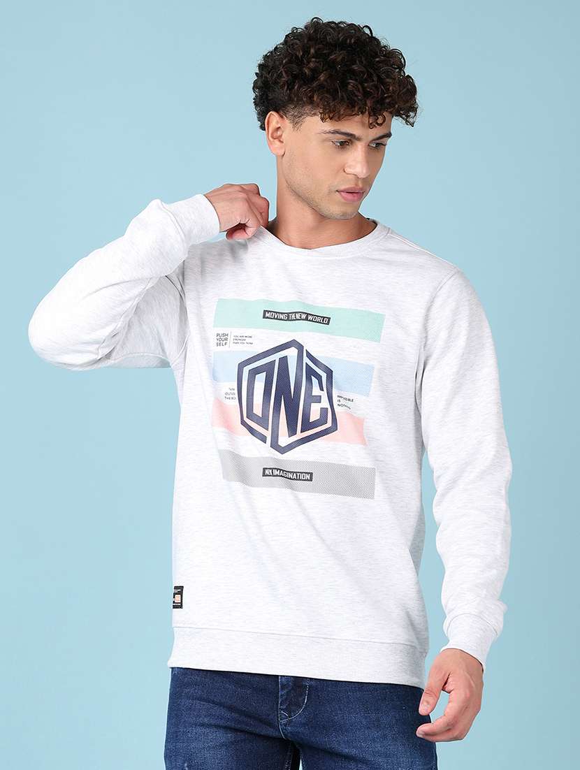 men long sleeves front print sweatshirt