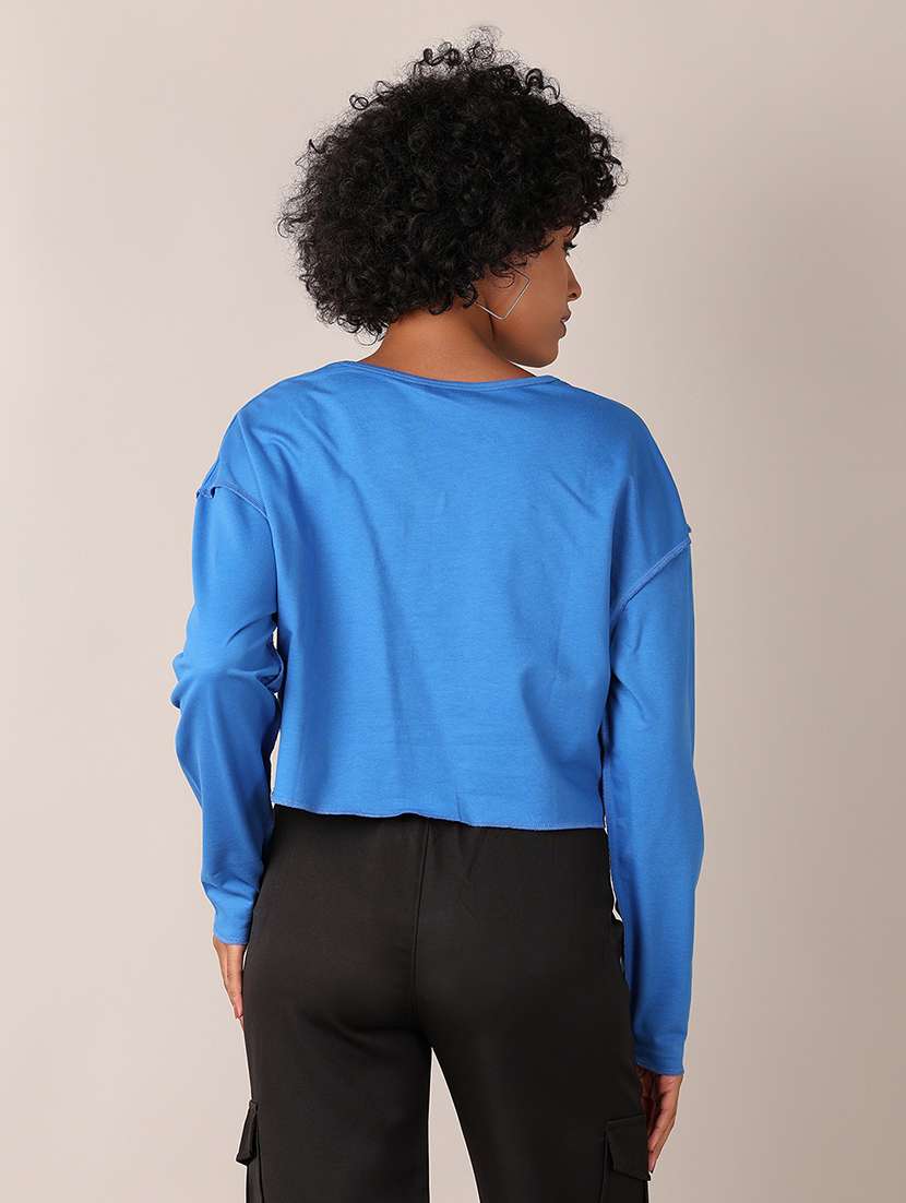 women solid oversized crop t-shirt - 21551533 -  Standard Image - 3