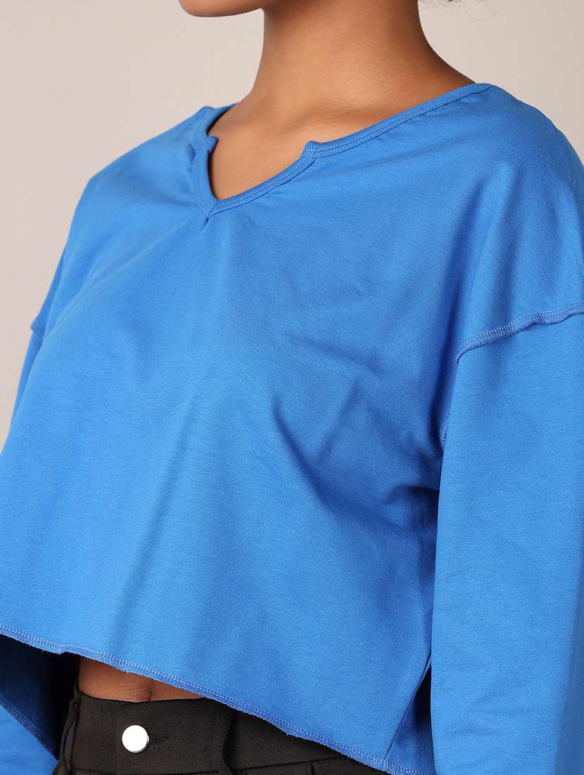 women solid oversized crop t-shirt - 21551533 -  Standard Image - 5