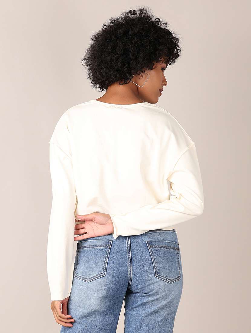 women solid oversized crop t-shirt - 21551534 -  Standard Image - 3