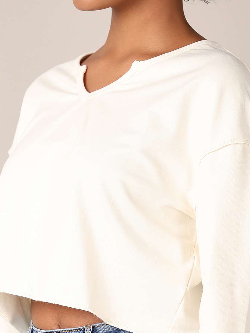 women solid oversized crop t-shirt - 21551534 -  Standard Image - 5