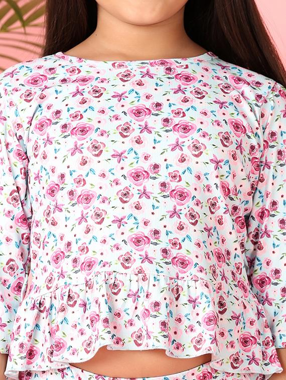 girls floral printed top & trouser full length set - 21551542 - Standard Image - 5