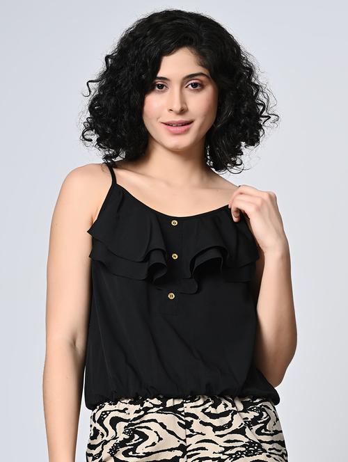 women black solid regular top - 21552038 - Standard Image - 0