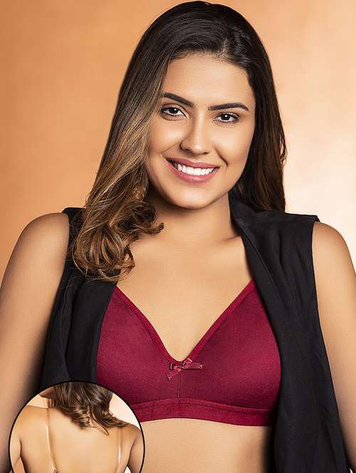 maroon cotton regular bra - 21552053 -  Standard Image - 0