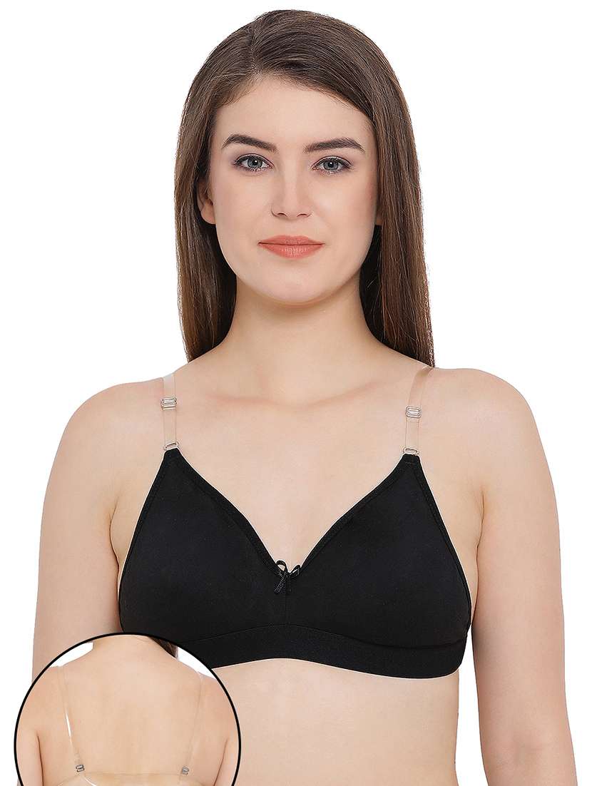 black cotton regular bra
