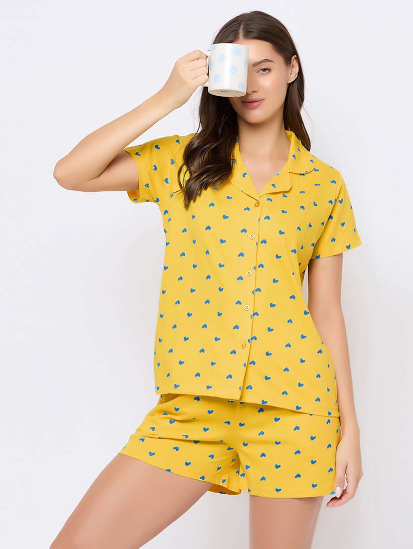 women printed shorts nightwear set