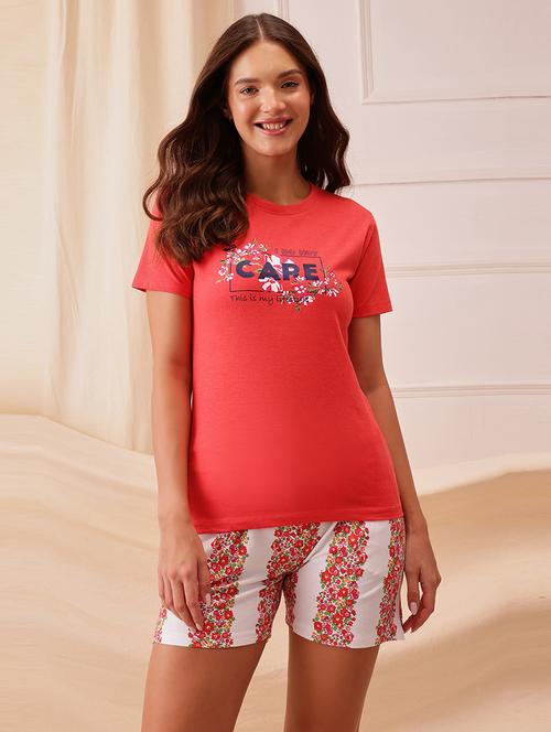 women printed shorts nightwear set - 21552212 - Standard Image - 0