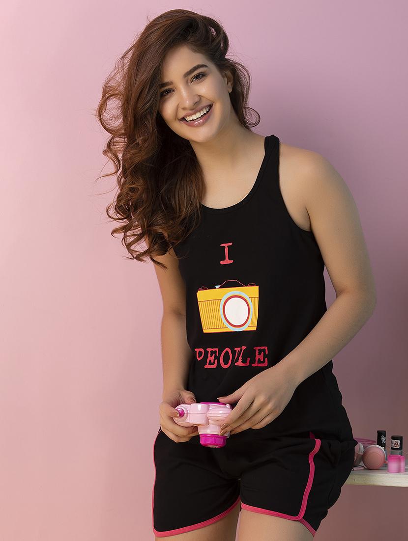 women printed shorts nightwear set - 21552215 - Zoom Image - 0