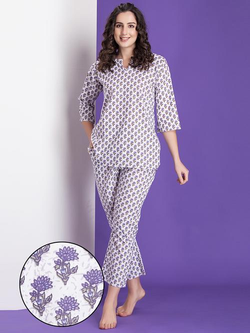 women printed pyjama nightwear set - 21552225 - Standard Image - 0