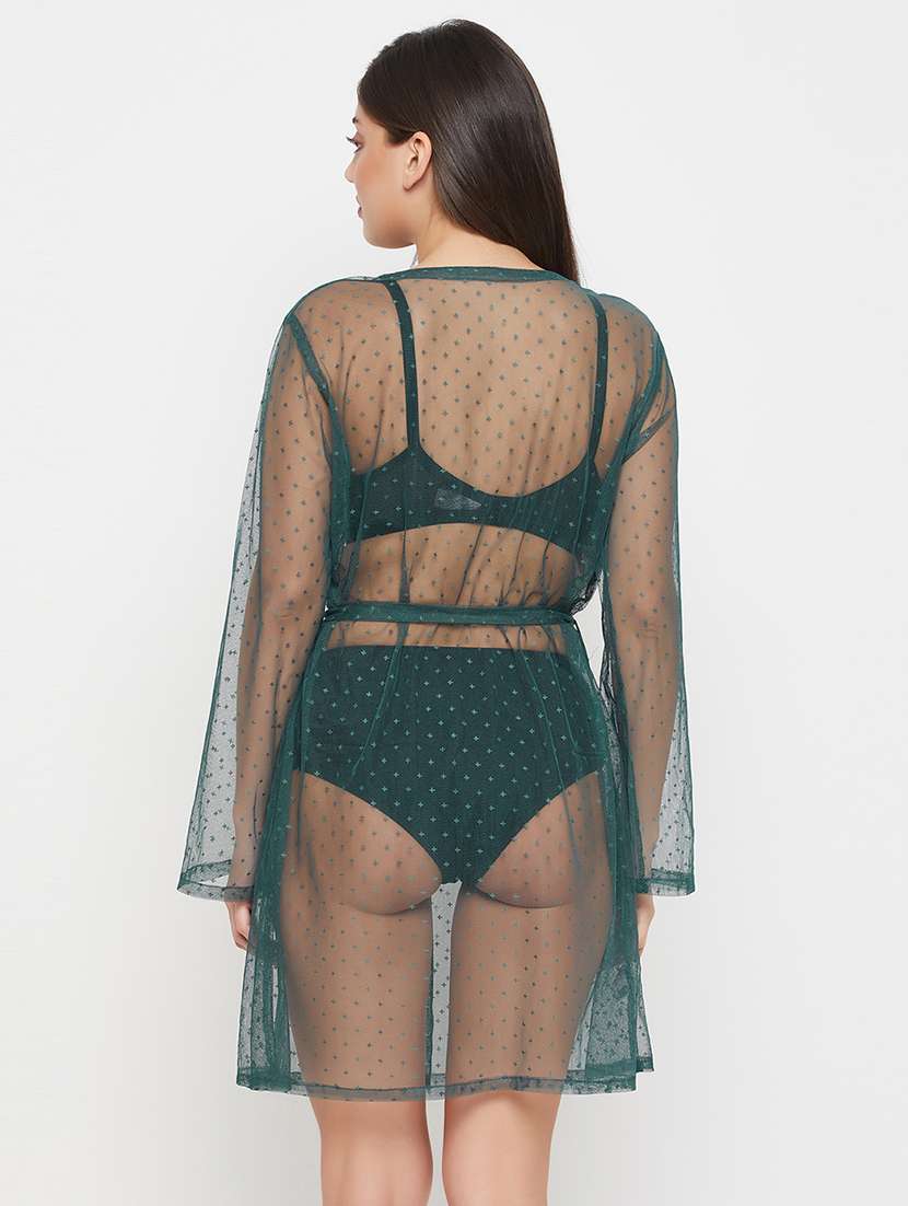 women green solid sleepwear robe - 21552303 -  Standard Image - 5