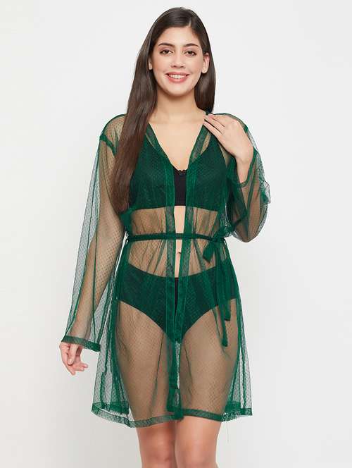 women green solid sleepwear robe - 21552304 -  Standard Image - 0
