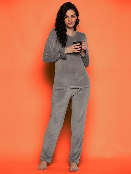 women solid pyjama nightwear set - 21552311 - Standard Image - 0
