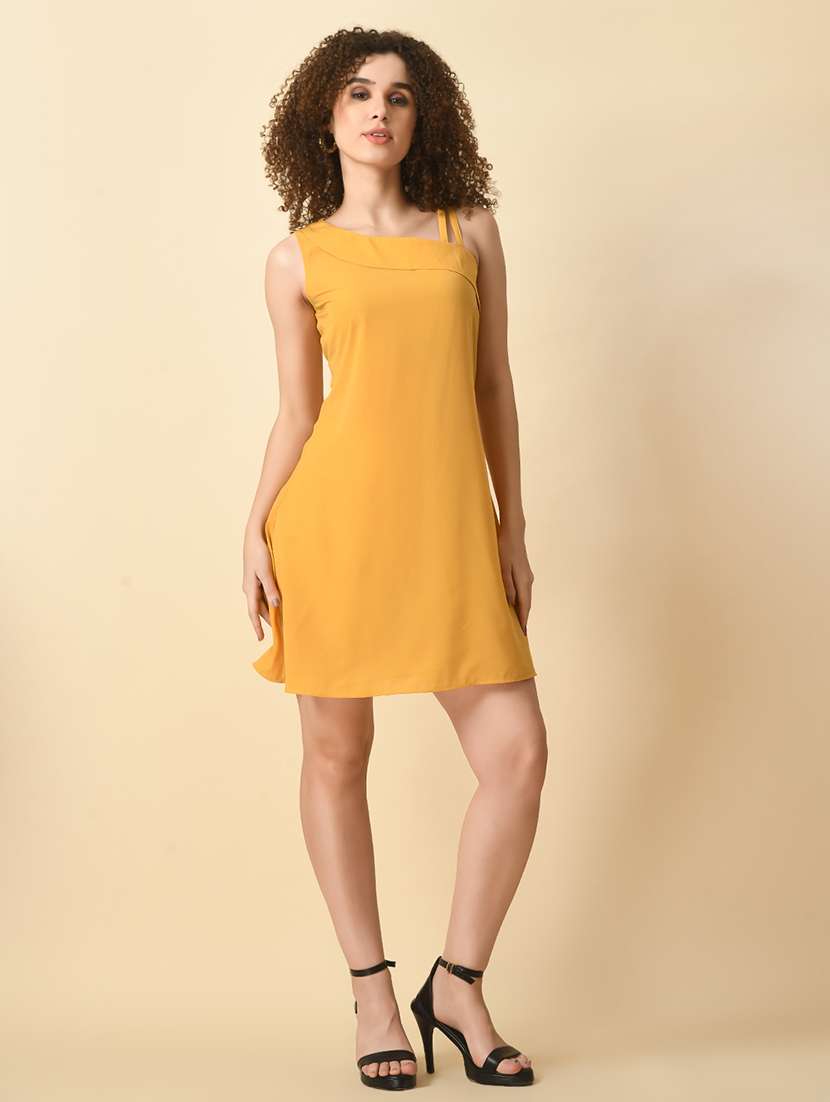 women solid sleeveless a-line dress