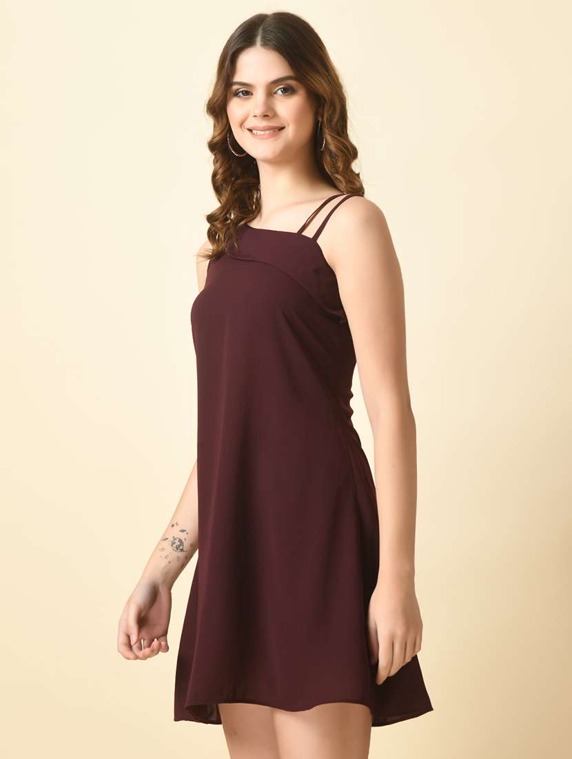 women solid sleeveless a-line dress - 21552645 -  Standard Image - 3
