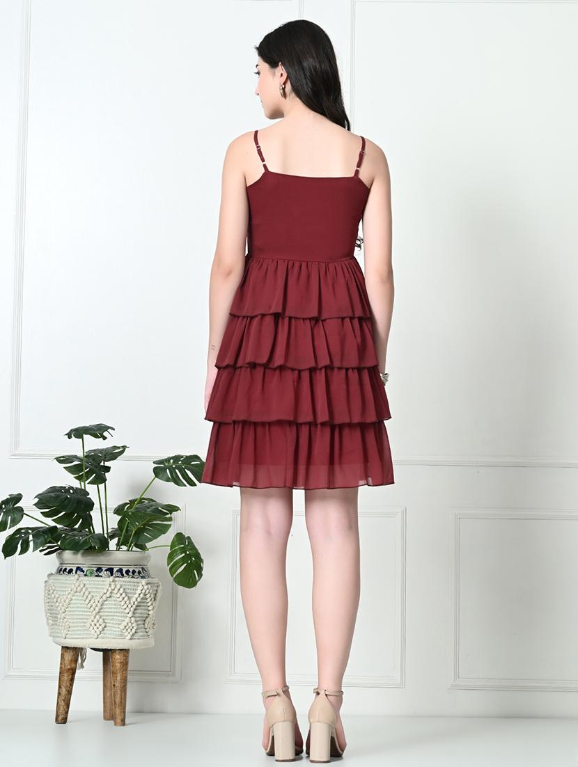 women solid sleeveless layered dress - 21552713 - Standard Image - 3