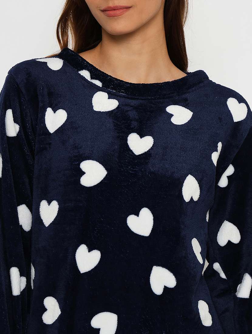 women printed fleece pyjama nightwear set - 21552796 -  Standard Image - 5