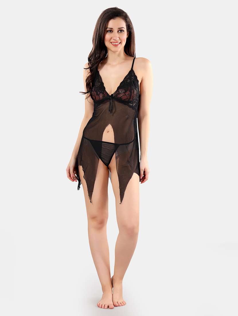 women lace detailed shoulder strap babydoll