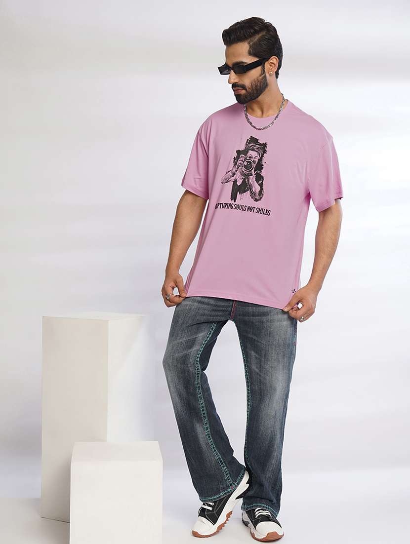 men front print oversized t-shirt - 21552860 - Standard Image - 3